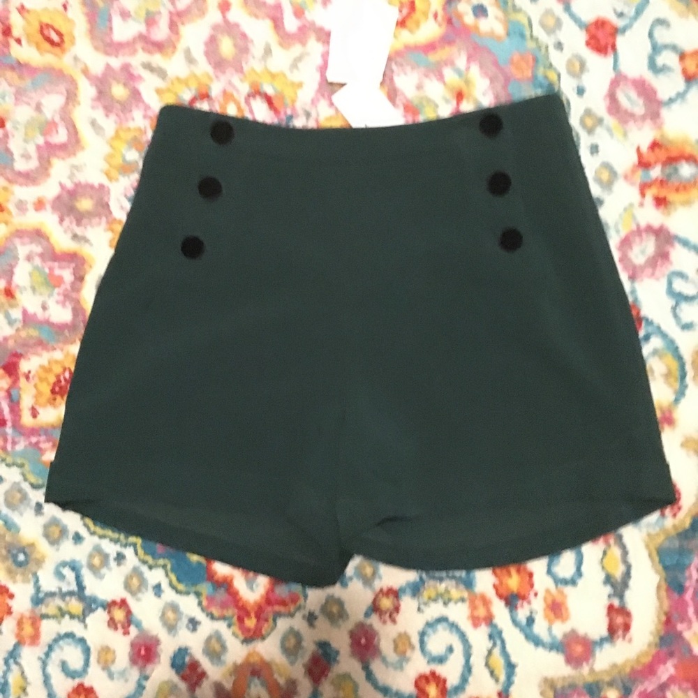 Emerald green high waisted shorts